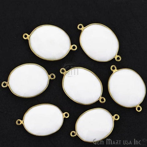 Oval 15x20mm Gold Plated Double Bail Gemstone Bezel Connector