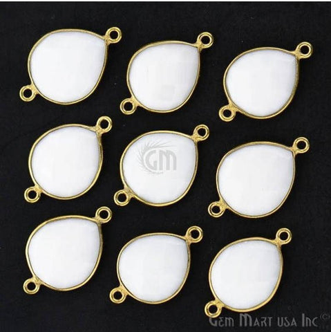 Pears 10x14mm Gold Plated Double Bail Gemstone Bezel Connector