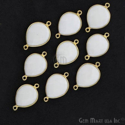 Pears 12x16mm Gold Plated Double Bail Gemstone Bezel Connector