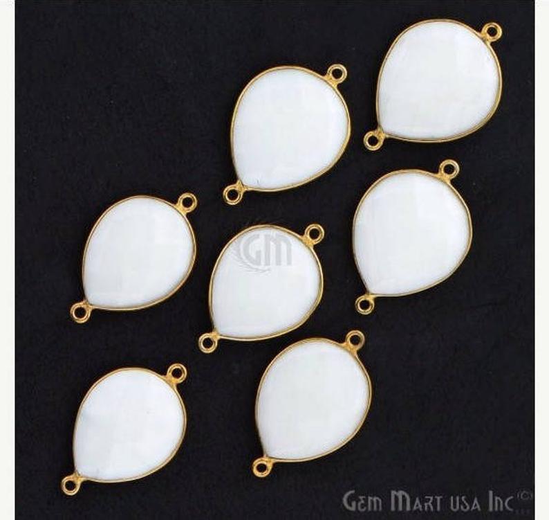 Pears 15x20mm Gold Plated Double Bail Gemstone Bezel Connector