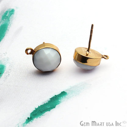 DIY Round 10mm Gold Bail Gemstone stud Earring