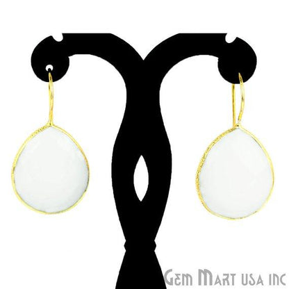 Gold Plated Pears Shape 21x26mm Gemstone Dangle Hook Earring Choose Your Style (90010-1) - GemMartUSA