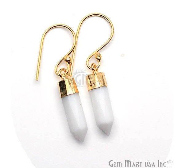 Pencil Shape 24x6mm Gold Plated Gemstone Dangle Hook Earring Choose Your Style (90155-1) - GemMartUSA