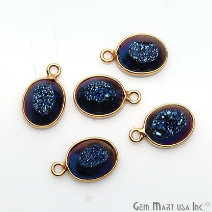 Window Druzy 8x10mm Oval Bezel Cave Druzy Connector (Pick Color, Bail, Plating) - GemMartUSA