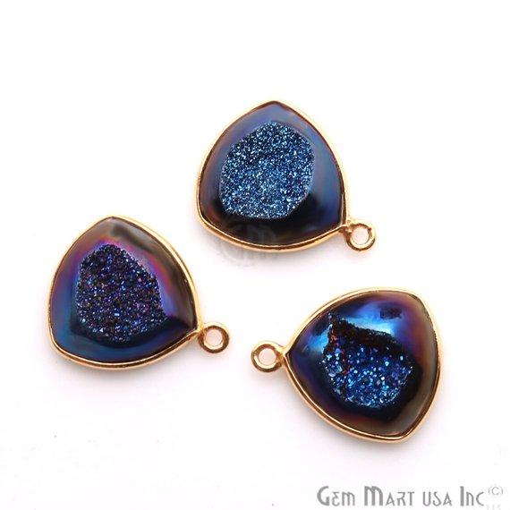 Window Druzy 14mm Trillion Bezel Cave Druzy Gemstone Connector (Pick Your Color, Bail, Plating) - GemMartUSA