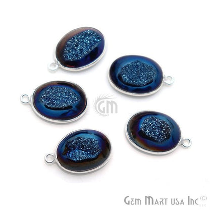 Window Druzy 12x16mm Oval Bezel Cave Druzy Connector (Pick Color, Bail, Plating) - GemMartUSA