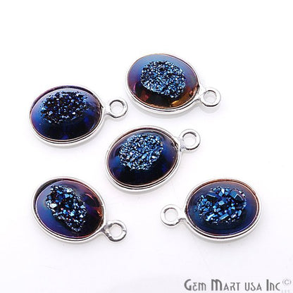 Window Druzy 8x10mm Oval Bezel Cave Druzy Connector (Pick Color, Bail, Plating) - GemMartUSA