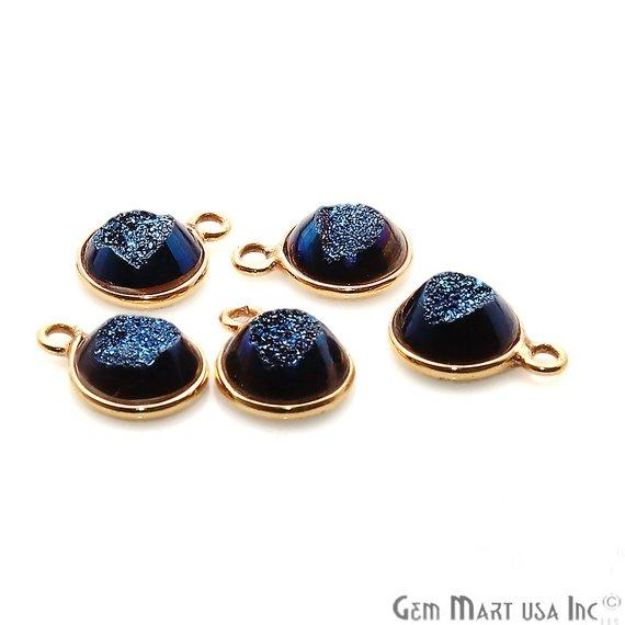 Window Druzy 8mm Round Shape Bezel Cave Druzy Gemstone Connector (Pick Your Color, Bail, Plating) - GemMartUSA