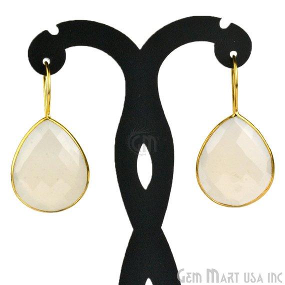 Gold Plated Pears Shape 21x26mm Gemstone Dangle Hook Earring Choose Your Style (90010-1) - GemMartUSA