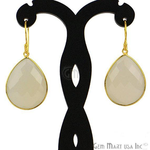 Pear Shape 44x21mm Gold Plated Gemstone Hook Earrings (Pick your Gemstone) (90056-1) - GemMartUSA