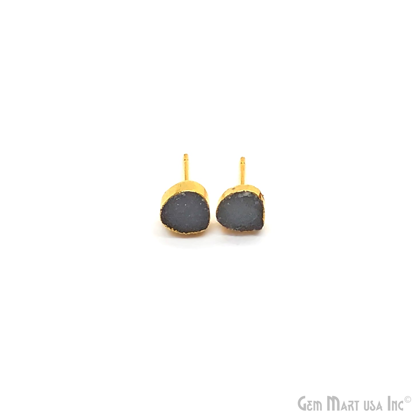 Heart Shape 8mm Gold Electroplated Druzy Stud Earrings