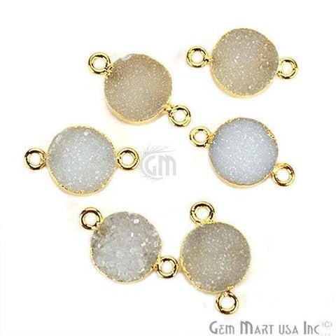 Gold Electroplated Druzy 10mm Round Shape Druzy Gemstone Connector (Pick Your Color, Bail) - GemMartUSA