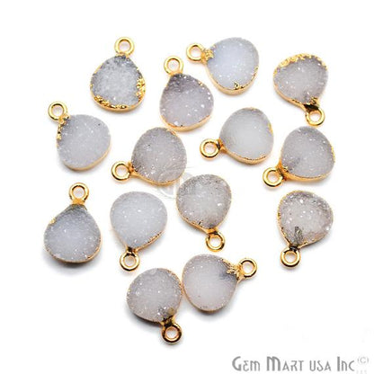 Gold Electroplated Druzy 10mm Heart Gemstone Connector (Pick Your Color) - GemMartUSA