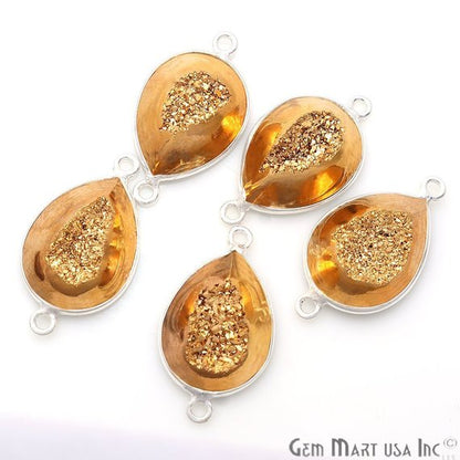 Window Druzy 12x16mm Pears Bezel Cave Druzy Connector (Pick Color, Bail, Plating) - GemMartUSA