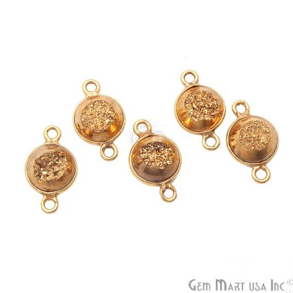 Window Druzy 8mm Round Shape Bezel Cave Druzy Gemstone Connector (Pick Your Color, Bail, Plating) - GemMartUSA