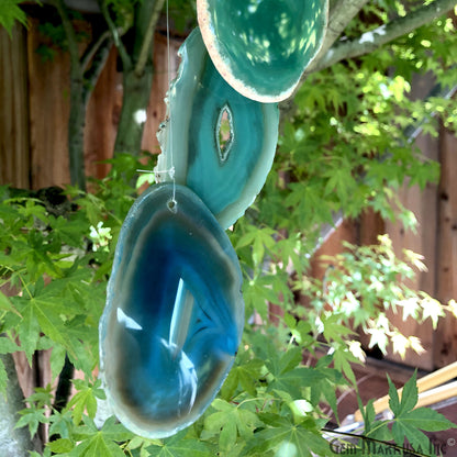 Wind Chime in Natural Green Agate for Outside, Melodic Tones, Gift for Patio, Porch, Lawn Garden Backyard & Outdoor Home Decor