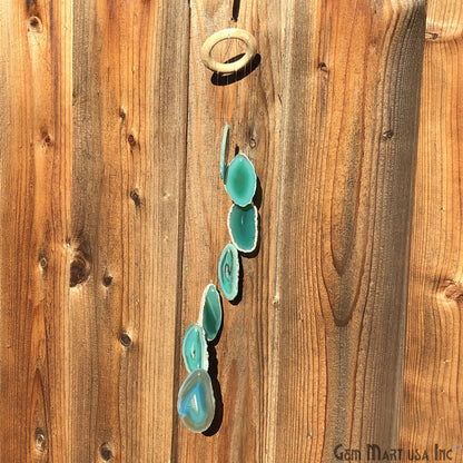 Wind Chime in Natural Green Agate for Outside, Melodic Tones, Gift for Patio, Porch, Lawn Garden Backyard & Outdoor Home Decor