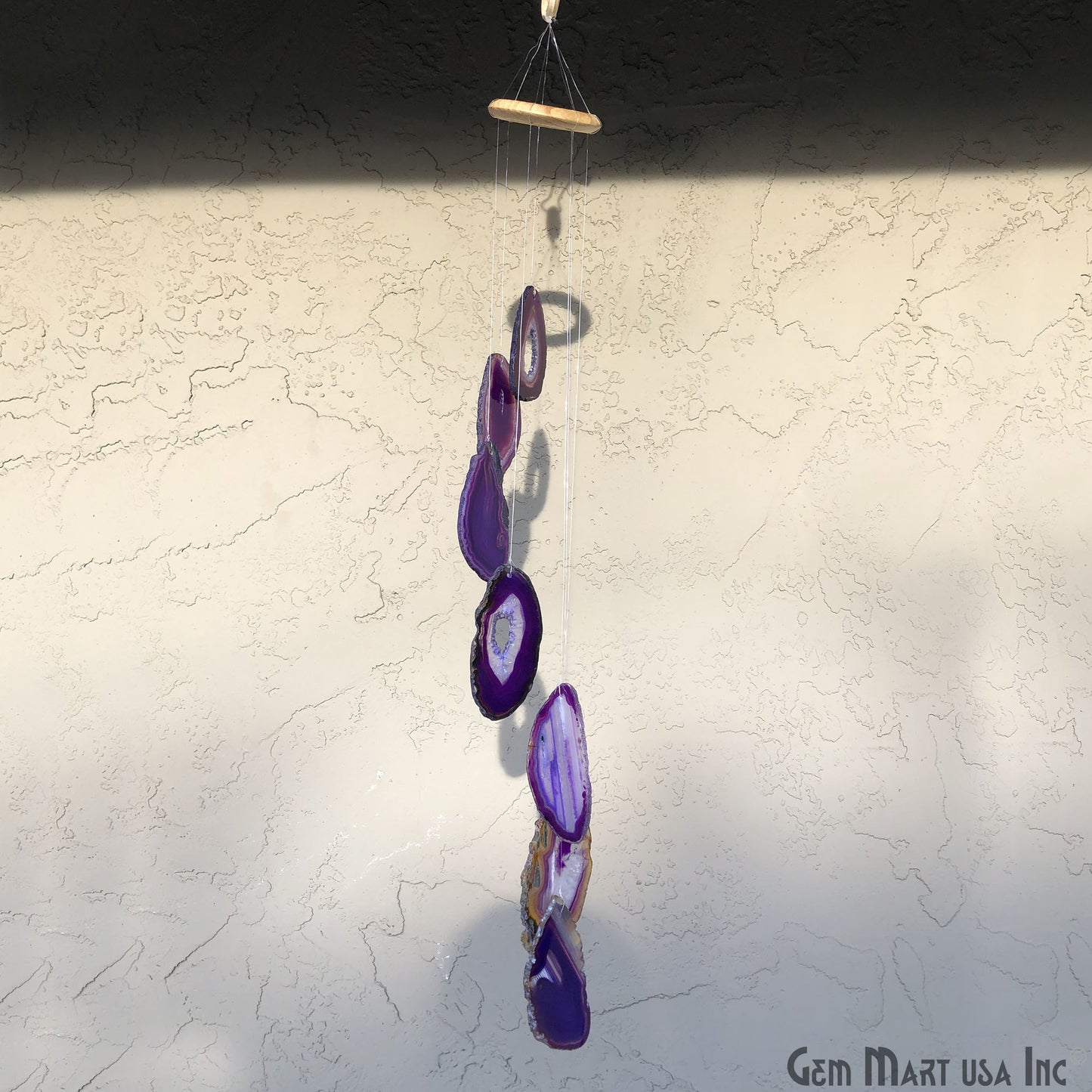 Wind Chime in Natural Purple Agate for Outside, Melodic Tones, Gift for Patio, Porch, Lawn Garden Backyard & Outdoor Home Decor