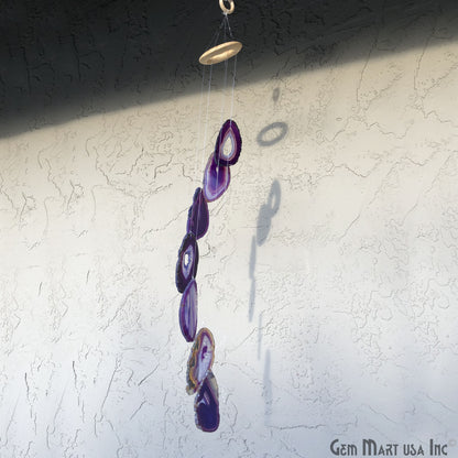 Wind Chime in Natural Purple Agate for Outside, Melodic Tones, Gift for Patio, Porch, Lawn Garden Backyard & Outdoor Home Decor