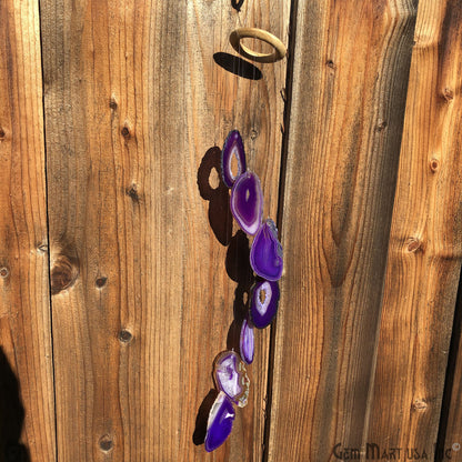 Wind Chime in Natural Purple Agate for Outside, Melodic Tones, Gift for Patio, Porch, Lawn Garden Backyard & Outdoor Home Decor