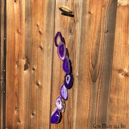 Wind Chime in Natural Purple Agate for Outside, Melodic Tones, Gift for Patio, Porch, Lawn Garden Backyard & Outdoor Home Decor