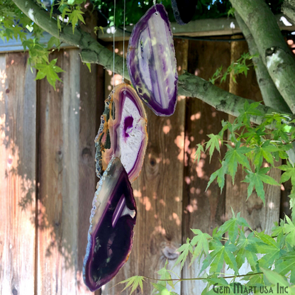 Wind Chime in Natural Purple Agate for Outside, Melodic Tones, Gift for Patio, Porch, Lawn Garden Backyard & Outdoor Home Decor