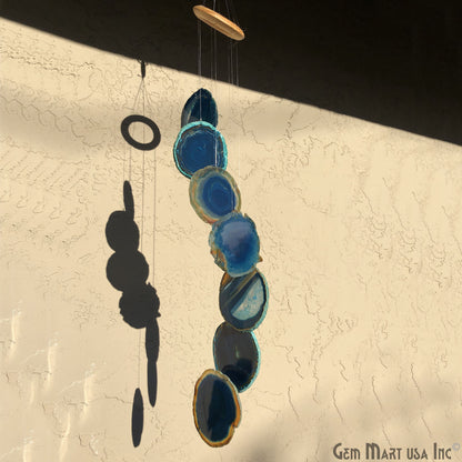 Wind Chime in Natural Teal Agate for Outside, Melodic Tones, Gift for Patio, Porch, Lawn Garden Backyard & Outdoor Home Decor