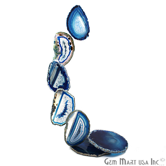 Blue Windchimes, Agate Windchimes, Garden Decor, Patio Decor, Outdoor Chimes, Agate Slice, Home Decor (WIND-58018) - GemMartUSA