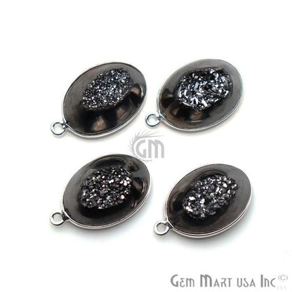 Window Druzy 13x18mm Oval Bezel Cave Druzy Connector (Pick Color, Bail, Plating) - GemMartUSA