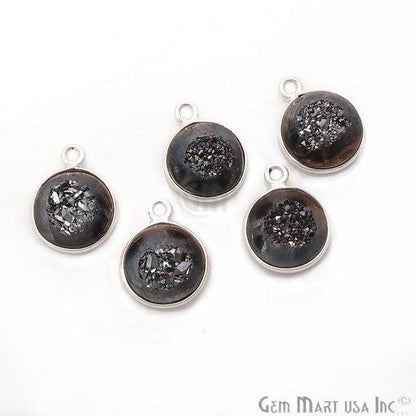 Window Druzy 10mm Round Shape Bezel Cave Druzy Gemstone Connector (Pick Your Color, Bail, Plating) - GemMartUSA