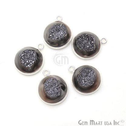 Window Druzy 12mm Round Shape Bezel Cave Druzy Gemstone Connector (Pick Your Color, Bail, Plating) - GemMartUSA