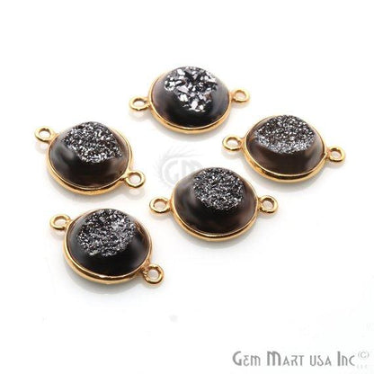 Window Druzy 12mm Round Shape Bezel Cave Druzy Gemstone Connector (Pick Your Color, Bail, Plating) - GemMartUSA