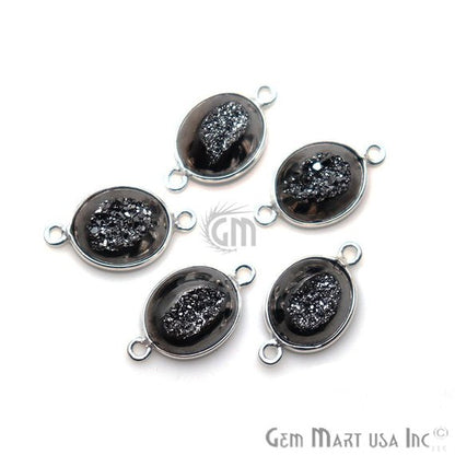 Window Druzy 10x12mm Oval Bezel Cave Druzy Connector (Pick Color, Bail, Plating) - GemMartUSA