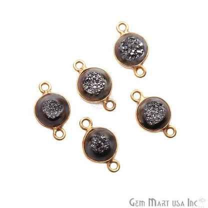 Window Druzy 8mm Round Shape Bezel Cave Druzy Gemstone Connector (Pick Your Color, Bail, Plating) - GemMartUSA