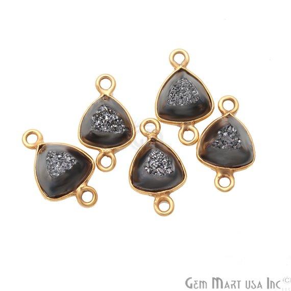 Window Druzy 8mm Trillion Shape Bezel Cave Druzy Gemstone Connector (Pick Your Color, Bail, Plating) - GemMartUSA