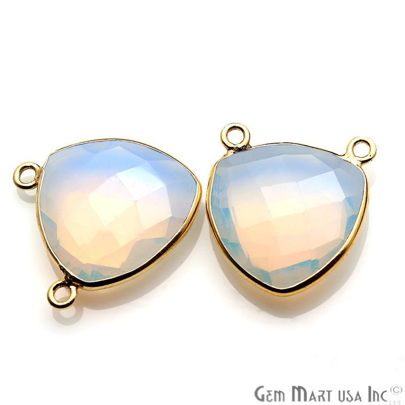 White Opal 17x20mm Trillian Shape Gold Plated Gemstone Connector - GemMartUSA