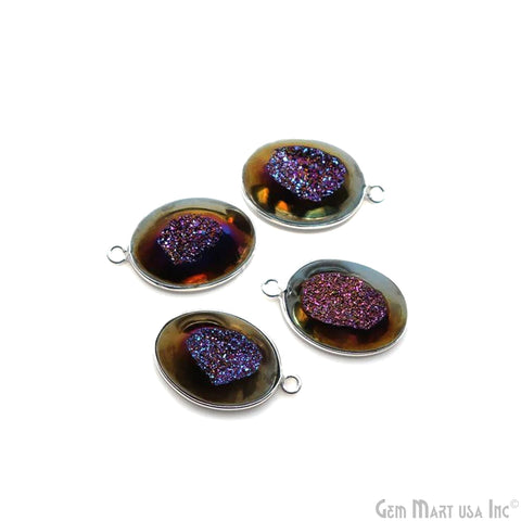 Window Druzy 13x18mm Oval Bezel Cave Druzy Connector (Pick Color, Bail, Plating)