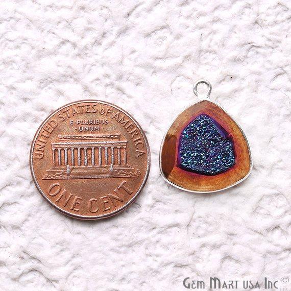 Window Druzy 14mm Trillion Bezel Cave Druzy Gemstone Connector (Pick Your Color, Bail, Plating) - GemMartUSA