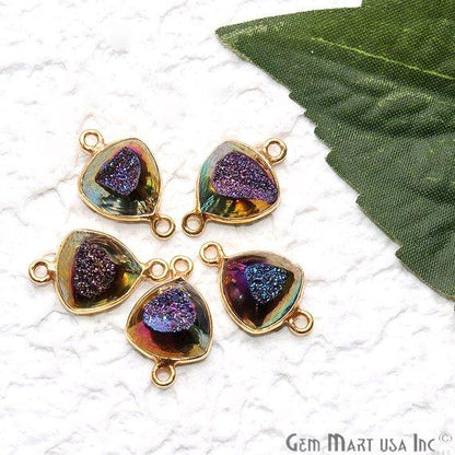 Window Druzy 10mm Trillion Bezel Cave Druzy Gemstone Connector (Pick Your Color, Bail, Plating) - GemMartUSA