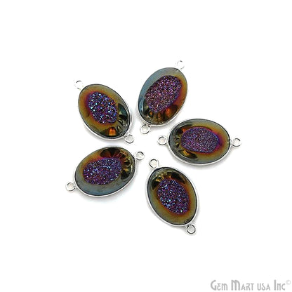 Window Druzy 13x18mm Oval Bezel Cave Druzy Connector (Pick Color, Bail, Plating)