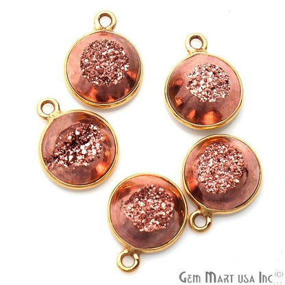 Window Druzy 10mm Round Shape Bezel Cave Druzy Gemstone Connector (Pick Your Color, Bail, Plating) - GemMartUSA