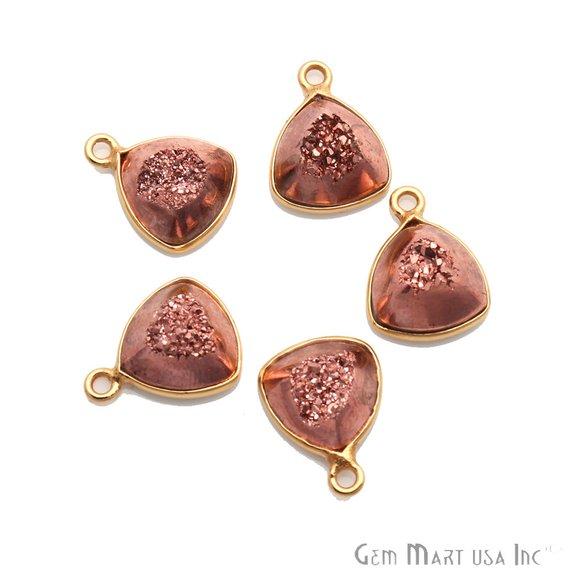 Window Druzy 10mm Trillion Bezel Cave Druzy Gemstone Connector (Pick Your Color, Bail, Plating) - GemMartUSA