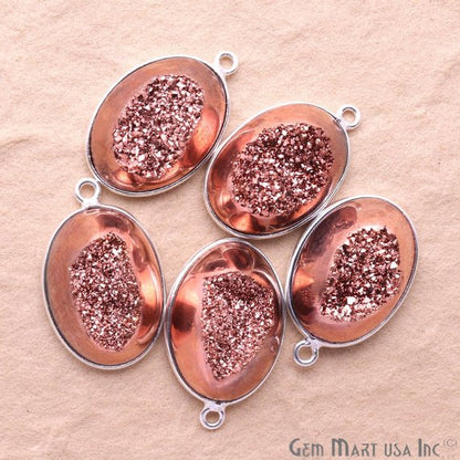 Window Druzy 13x18mm Oval Bezel Cave Druzy Connector (Pick Color, Bail, Plating) - GemMartUSA