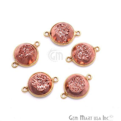 Window Druzy 12mm Round Shape Bezel Cave Druzy Gemstone Connector (Pick Your Color, Bail, Plating) - GemMartUSA