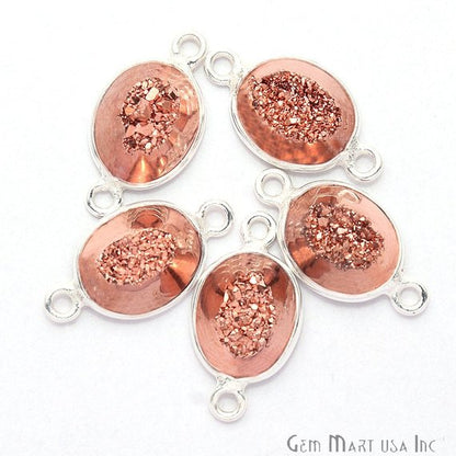 Window Druzy 8x10mm Oval Bezel Cave Druzy Connector (Pick Color, Bail, Plating) - GemMartUSA