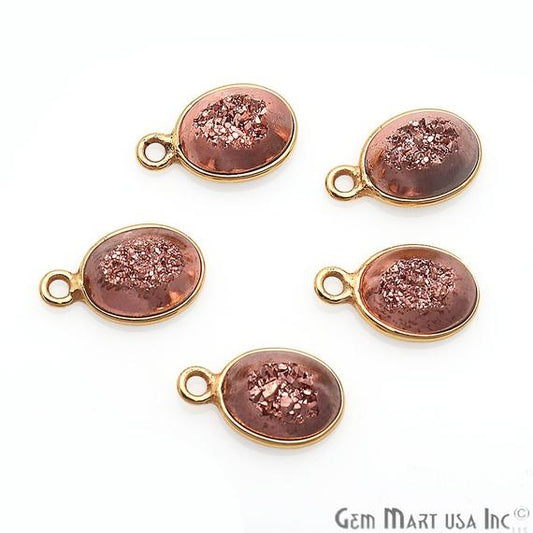 Window Druzy 7x9mm Oval Bezel Cave Druzy Gemstone Connector (Pick Your Color, Bail, or Plating) - GemMartUSA