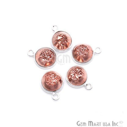 Window Druzy 8mm Round Shape Bezel Cave Druzy Gemstone Connector (Pick Your Color, Bail, Plating) - GemMartUSA