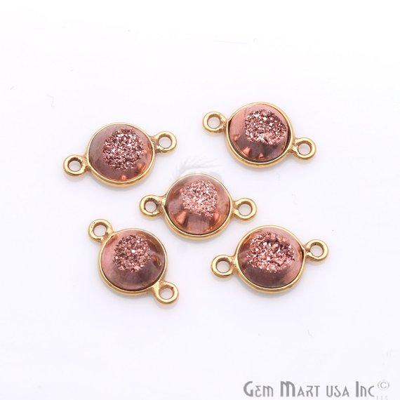 Window Druzy 8mm Round Shape Bezel Cave Druzy Gemstone Connector (Pick Your Color, Bail, Plating) - GemMartUSA