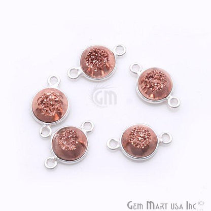 Window Druzy 8mm Round Shape Bezel Cave Druzy Gemstone Connector (Pick Your Color, Bail, Plating) - GemMartUSA