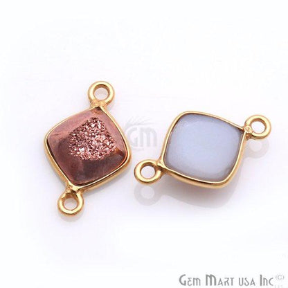 Window Druzy 8mm Cushion Shape Bezel Cave Druzy Gemstone Connector ( Pick Your Color, Plating, Bail) - GemMartUSA